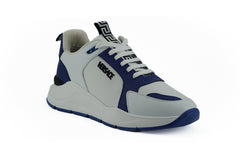 Tênis Versace Elegante em Couro Azul e Branco
