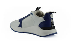 Tênis Versace Elegante em Couro Azul e Branco