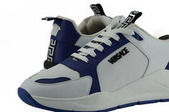 Tênis Versace Elegante em Couro Azul e Branco