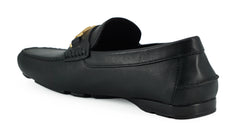 Mocassins masculinos Versace Elegant em couro de bezerro preto