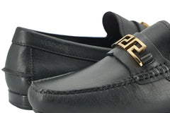 Mocassins masculinos Versace Elegant em couro de bezerro preto