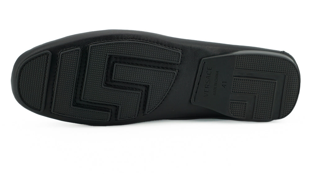 Mocassins masculinos Versace Elegant em couro de bezerro preto
