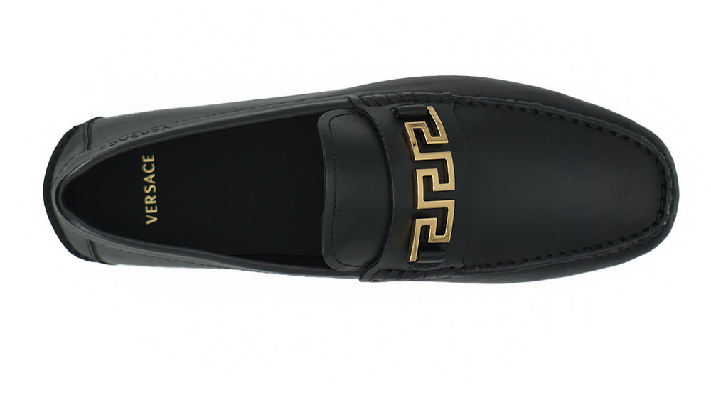 Mocassins masculinos Versace Elegant em couro de bezerro preto