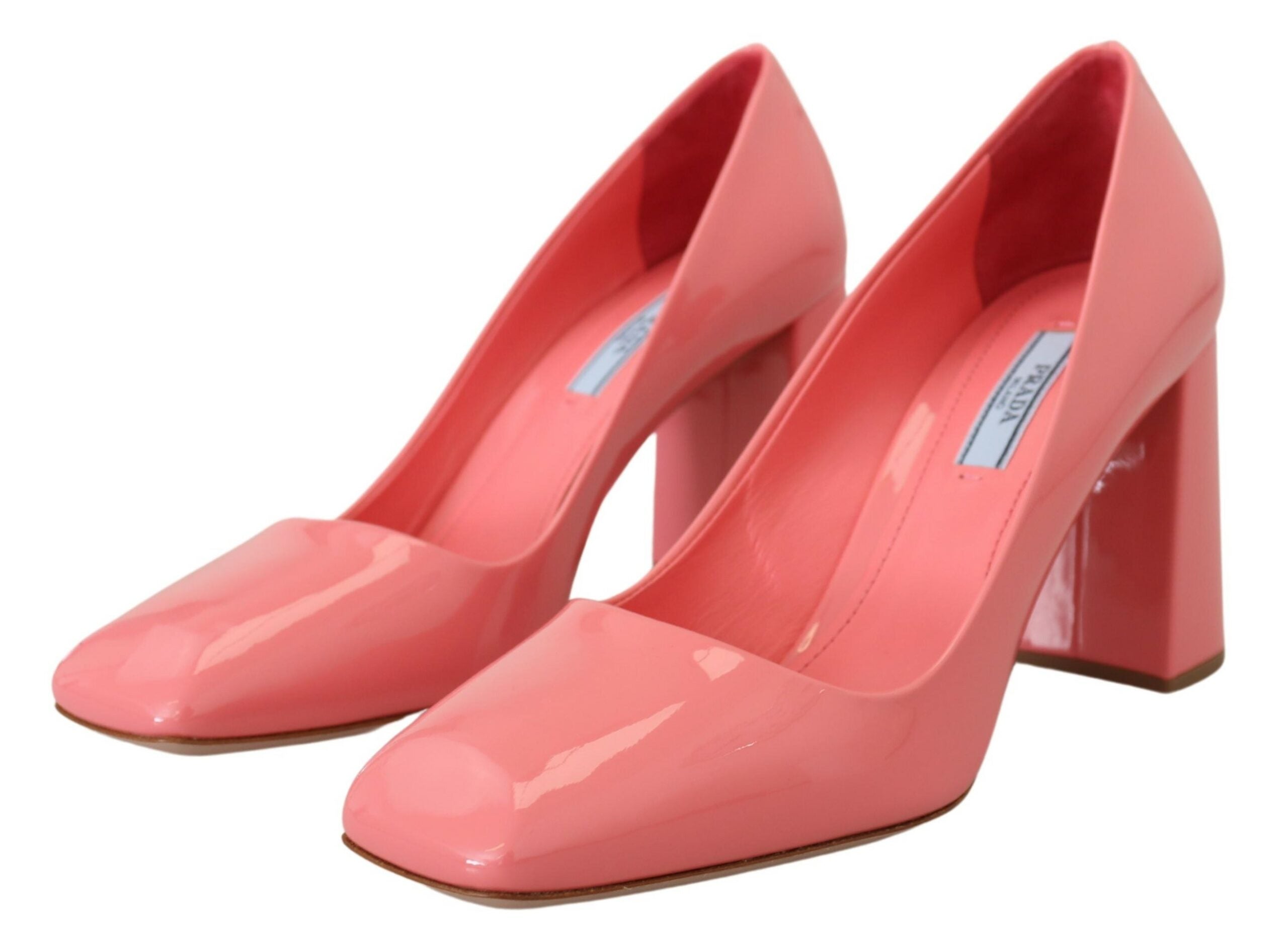 Prada Elegant Square Toe Saltos Rosa