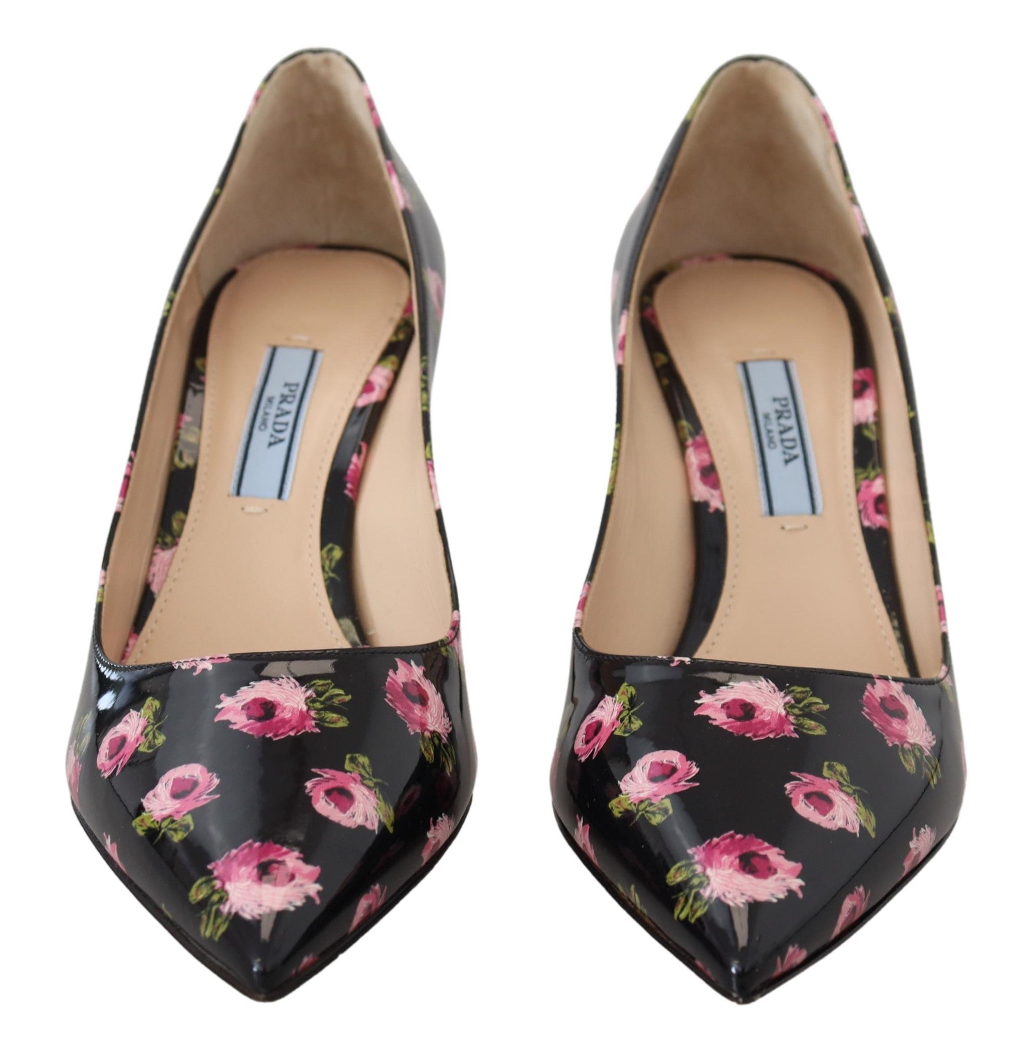Sapatos Prada Elegant Floral Print Leather