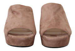 Prada Elegant Dark Rose Suede Saltos Altos