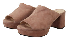 Prada Elegant Dark Rose Suede Saltos Altos