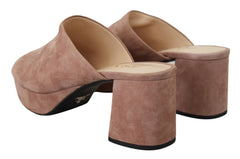 Prada Elegant Dark Rose Suede Saltos Altos