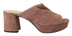 Prada Elegant Dark Rose Suede Saltos Altos
