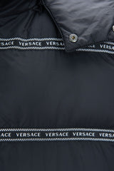 Colete Versace Elegant Black Logo Band com capuz removível
