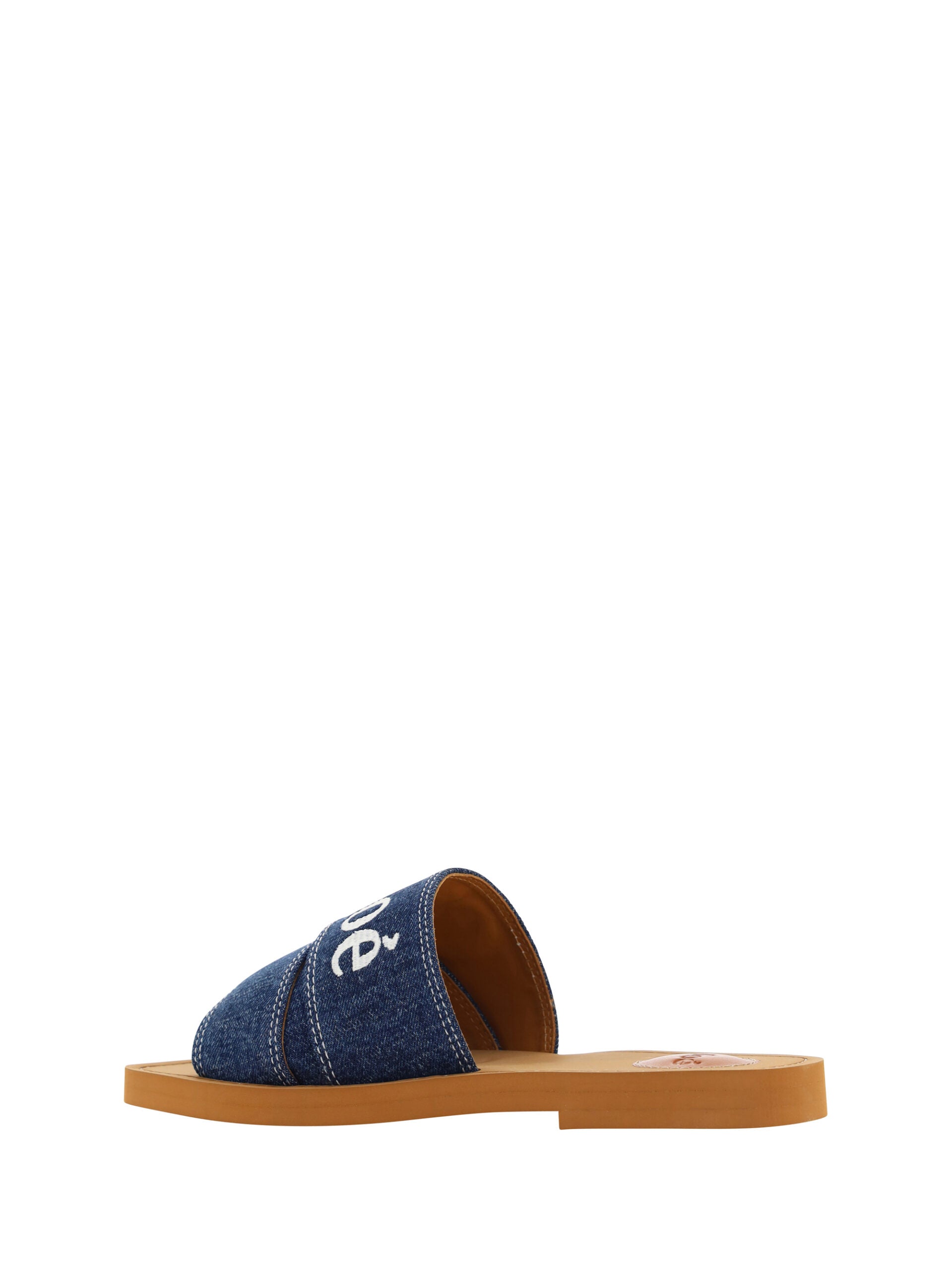 Sandálias Chloé Sumptuous Cotton Woody Slide em Azul Jeans