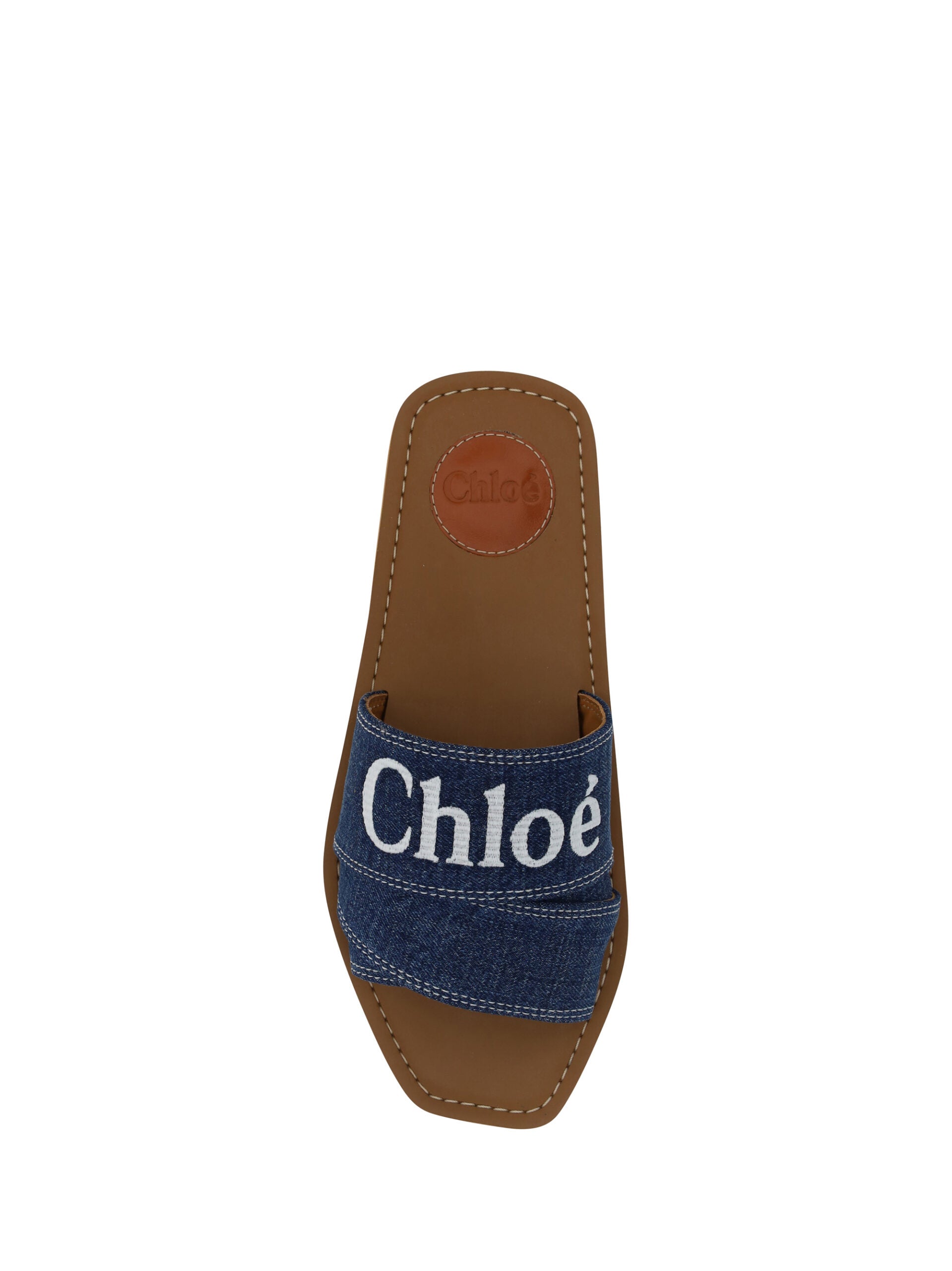 Sandálias Chloé Sumptuous Cotton Woody Slide em Azul Jeans