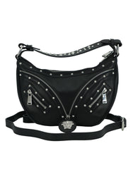 Bolsa de ombro Versace Elegante em couro preto Hobo