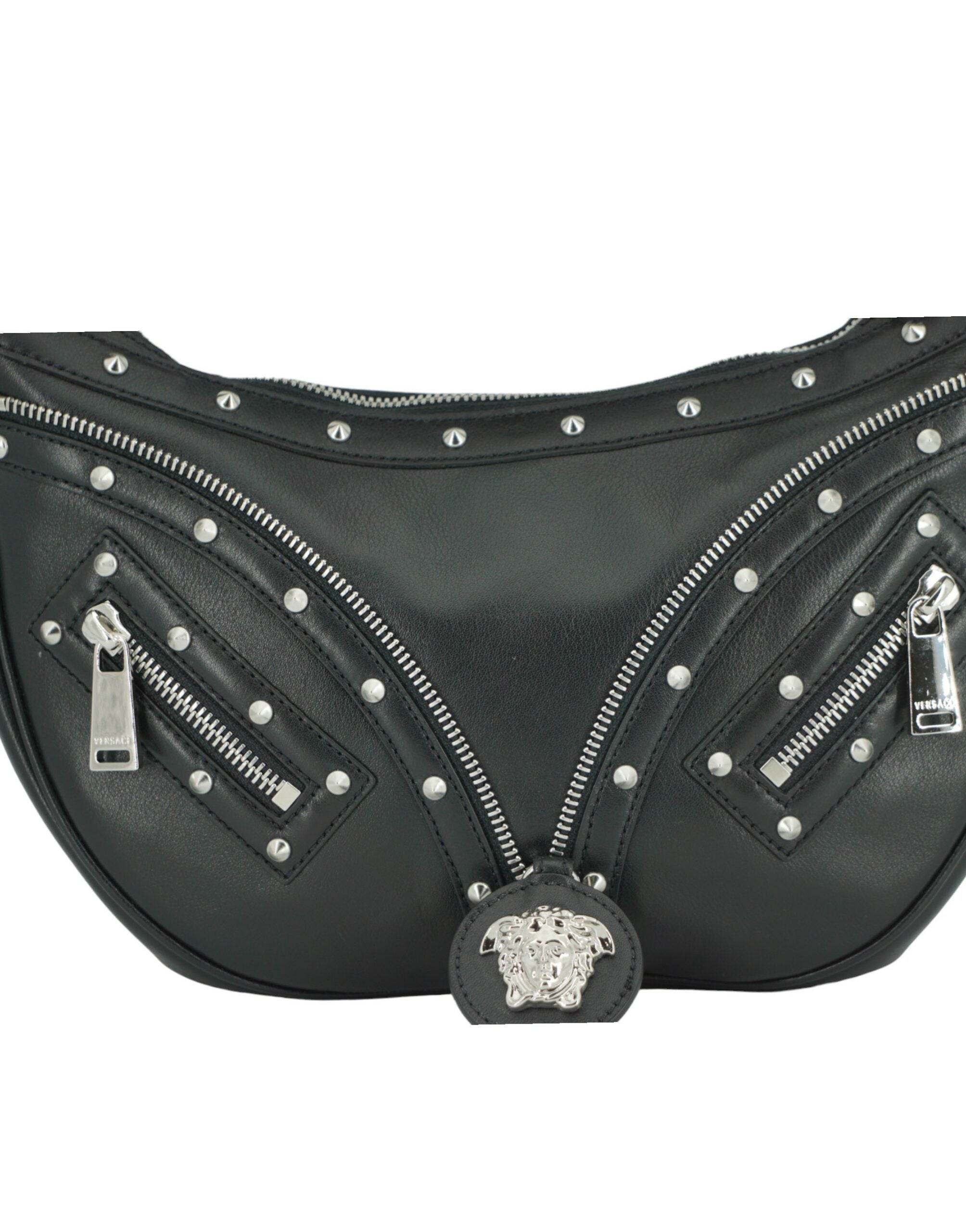 Bolsa de ombro Versace Elegante em couro preto Hobo