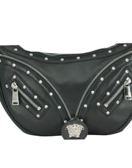 Bolsa de ombro Versace Elegante em couro preto Hobo