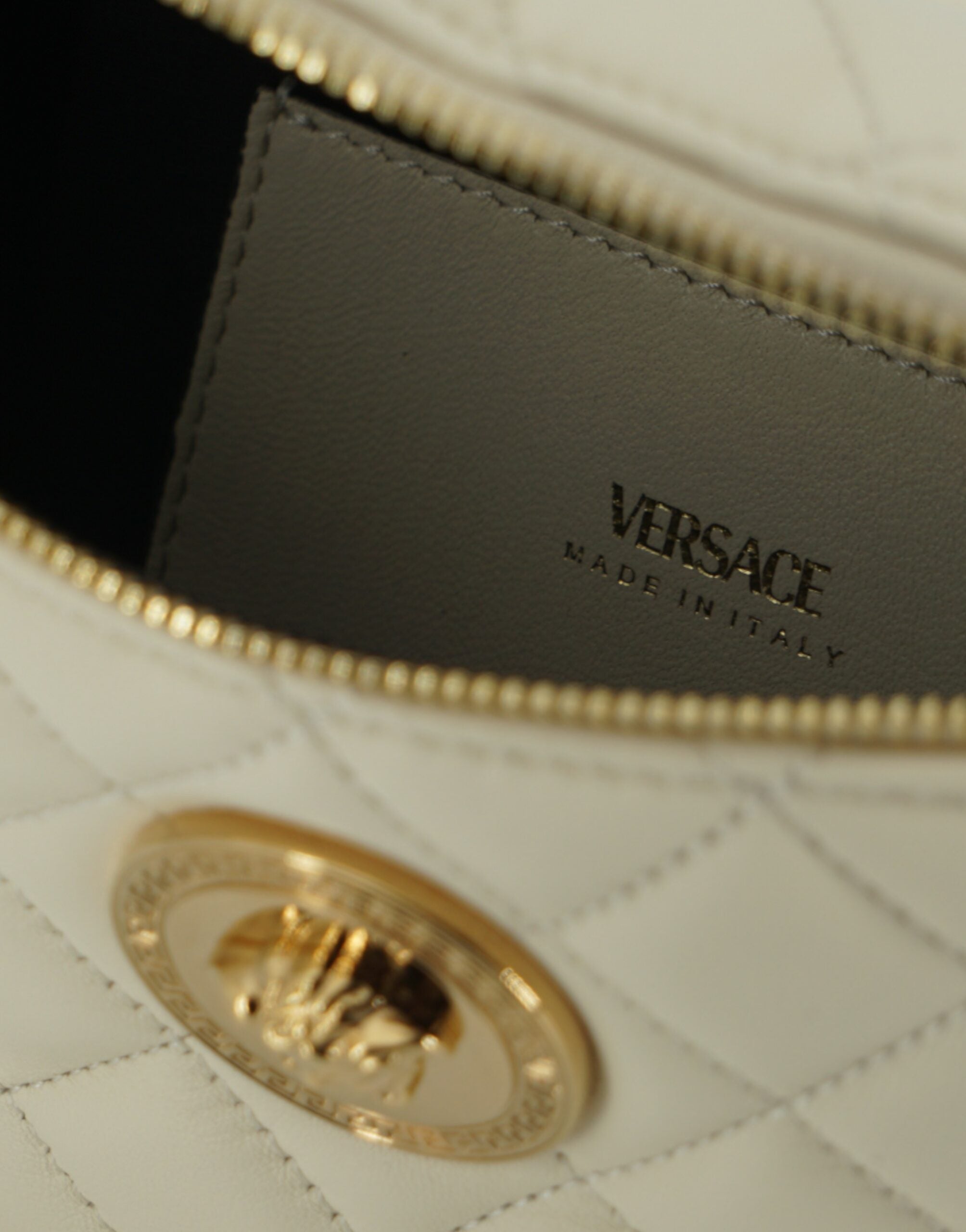 Bolsa de cinto Versace Elegant White Lamb Leather