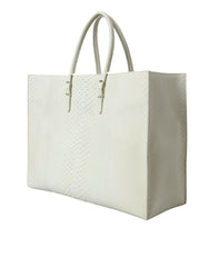 Bolsa tote Balenciaga Chic Python em couro branco e amarelo