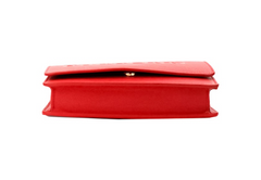 Bolsa transversal pequena de couro liso com logotipo em relevo vermelho da Burberry Hampshire