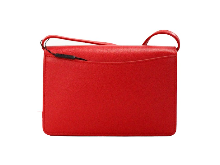Bolsa transversal pequena de couro liso com logotipo em relevo vermelho da Burberry Hampshire