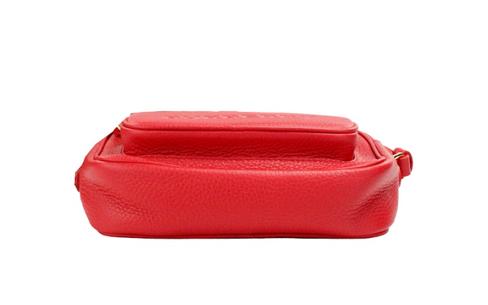 Bolsa transversal pequena Burberry de couro granulado vermelho brilhante para câmera