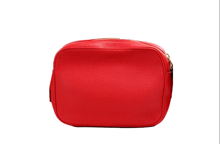 Bolsa transversal pequena Burberry de couro granulado vermelho brilhante para câmera