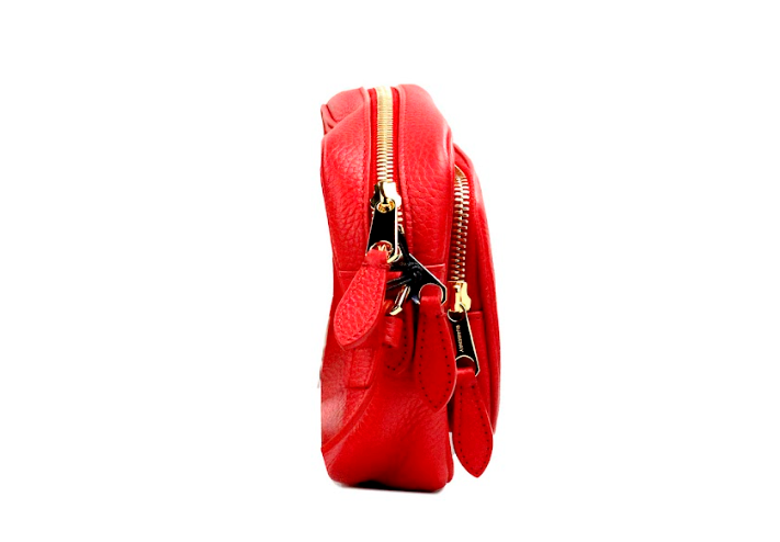 Bolsa transversal pequena Burberry de couro granulado vermelho brilhante para câmera