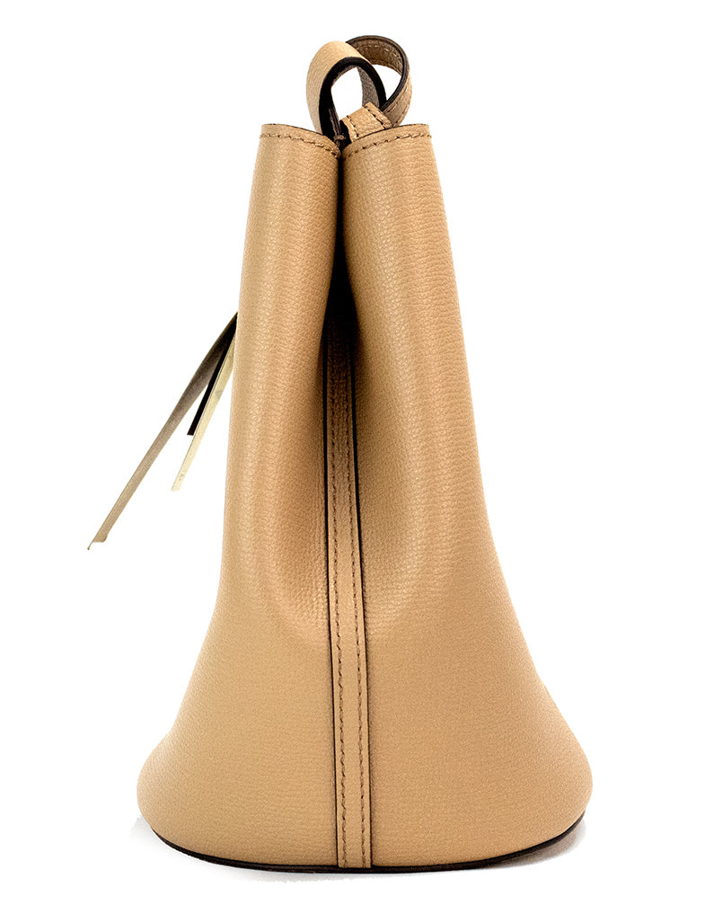 Bolsa de mão pequena Burberry Lorne Camel Haymarket Check Pebble em couro