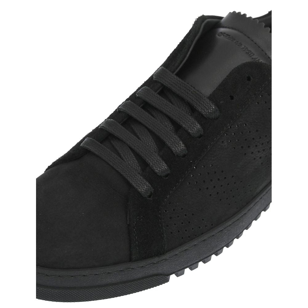 Tênis feminino de couro de bezerro preto Off-White