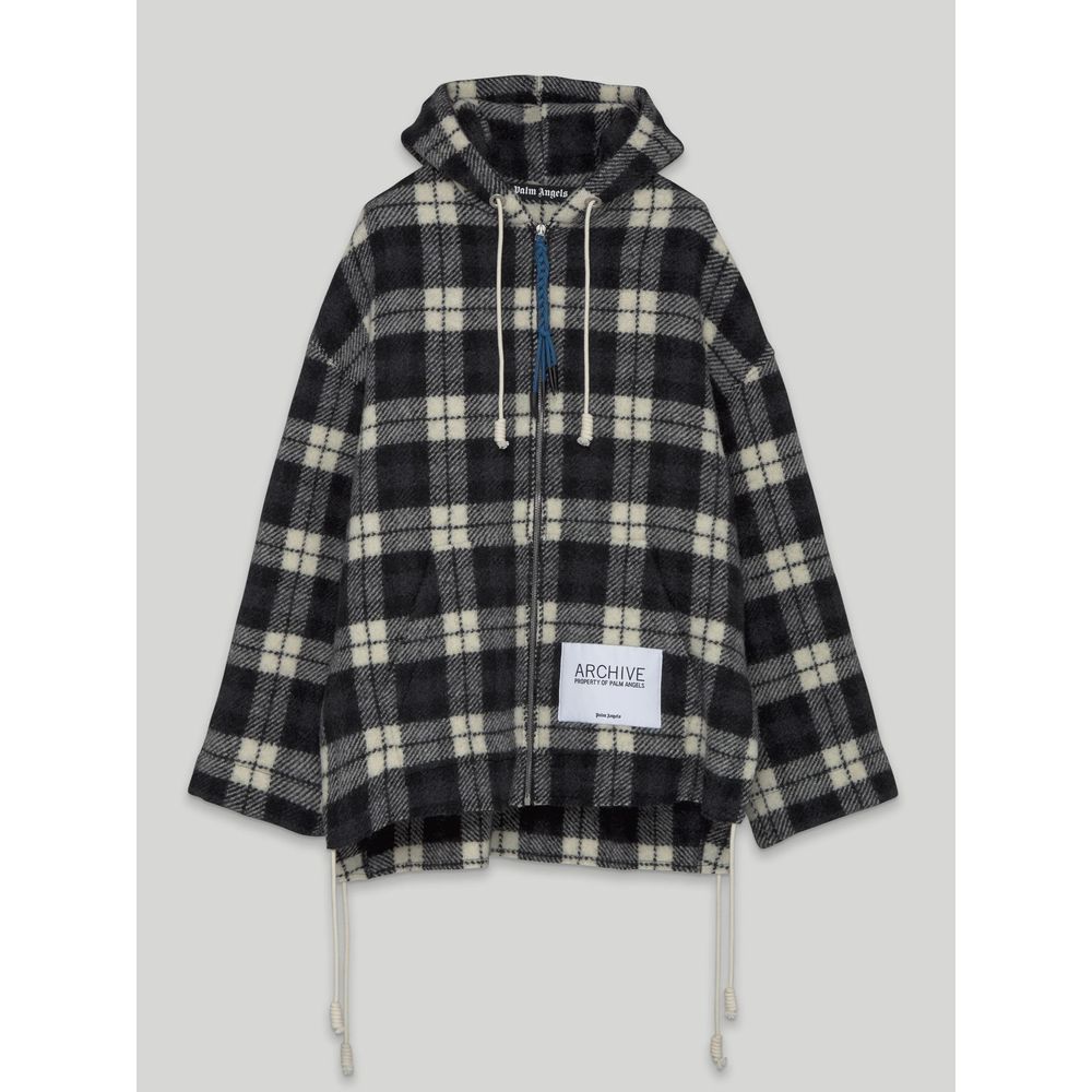 Suéter masculino de cashmere preto com padrão xadrez Palm Angels