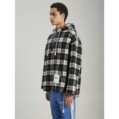 Suéter masculino de cashmere preto com padrão xadrez Palm Angels