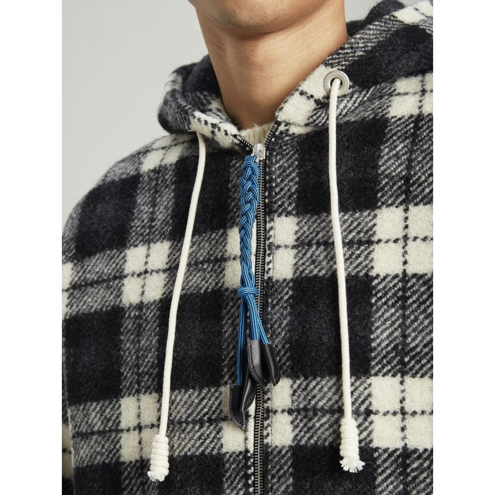 Suéter masculino de cashmere preto com padrão xadrez Palm Angels