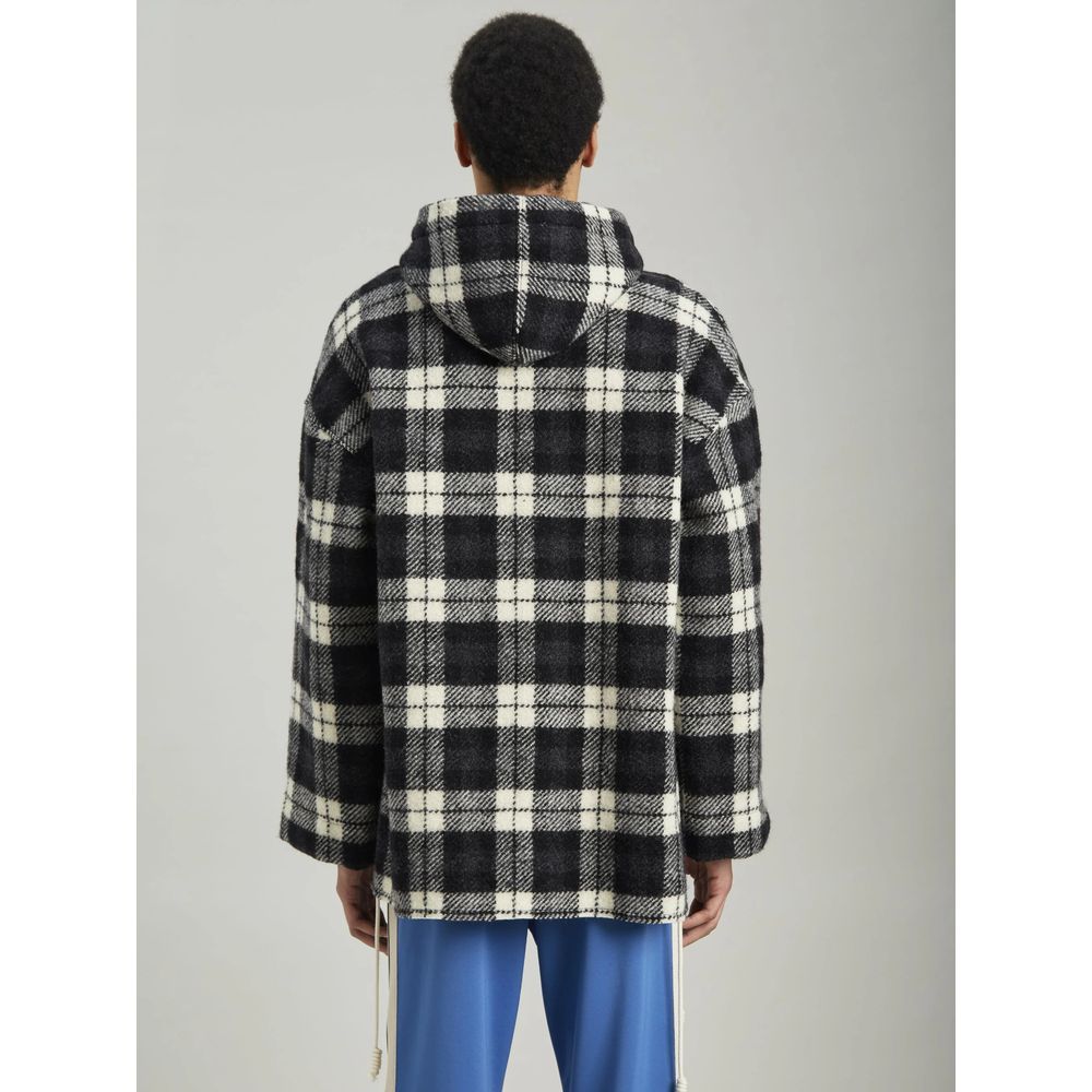 Suéter masculino de cashmere preto com padrão xadrez Palm Angels