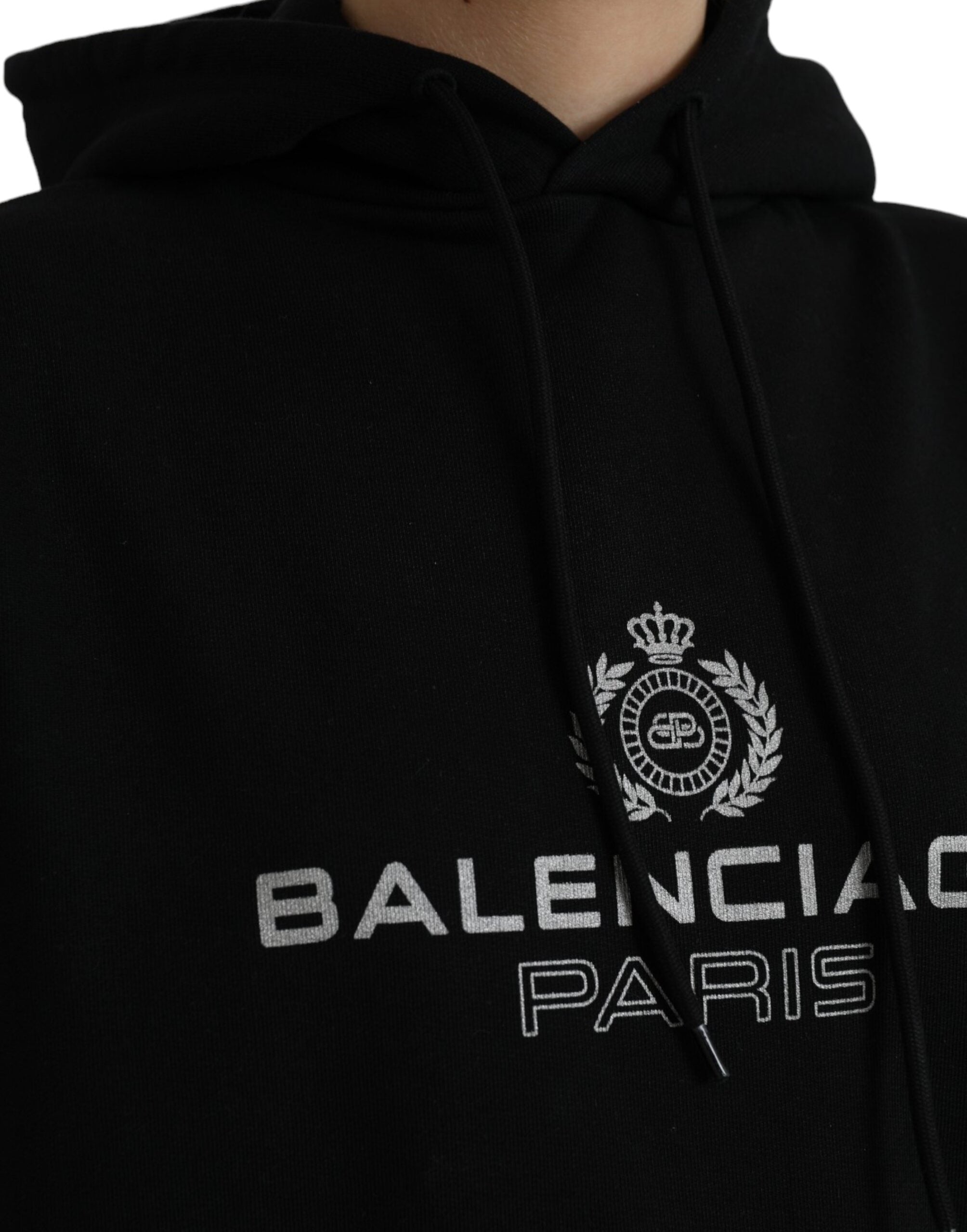 Balenciaga Suéter com capuz e logotipo de algodão preto