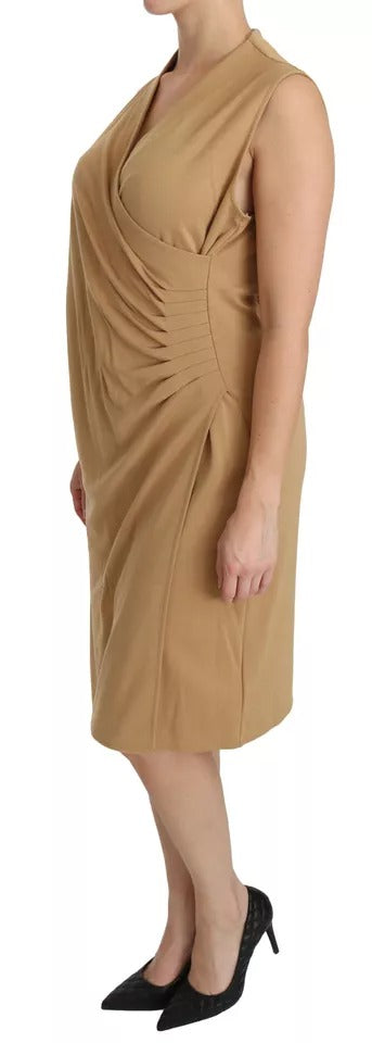 Vestido Ralph Lauren marrom com decote em V e comprimento até o joelho em viscose