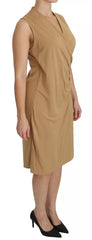 Vestido Ralph Lauren marrom com decote em V e comprimento até o joelho em viscose