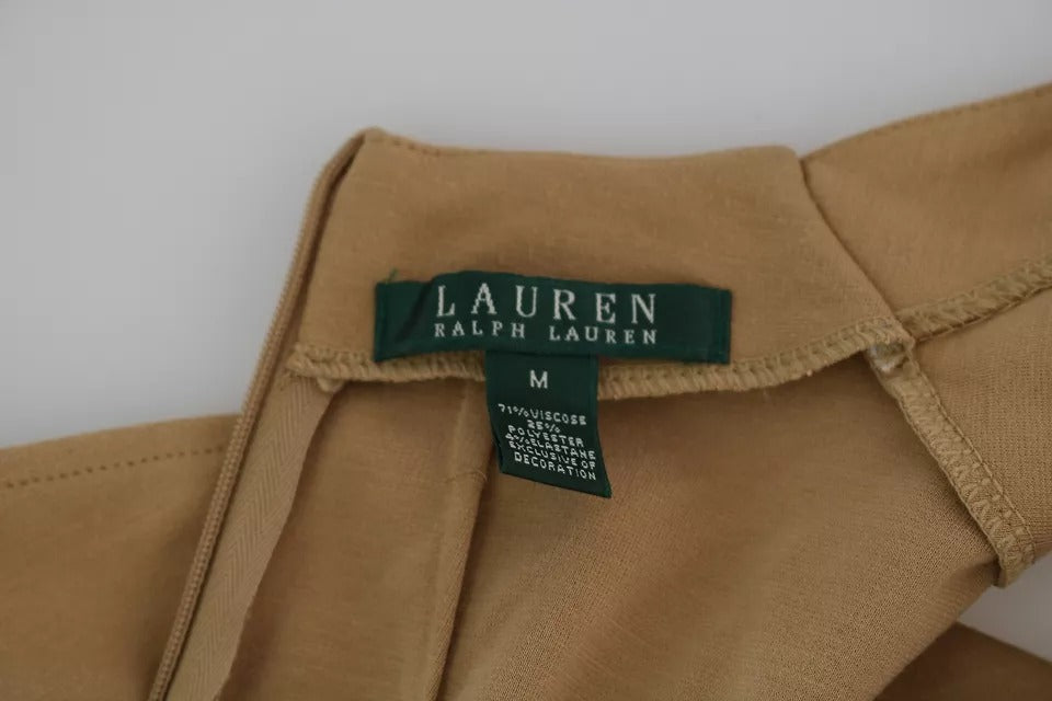Vestido Ralph Lauren marrom com decote em V e comprimento até o joelho em viscose