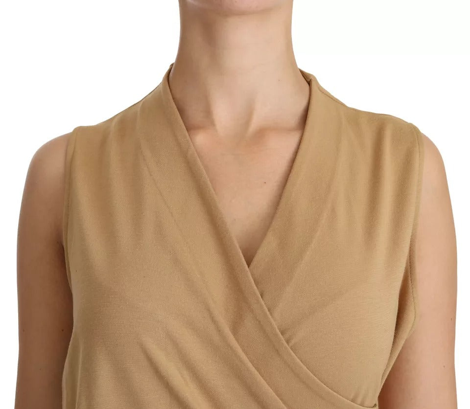 Vestido Ralph Lauren marrom com decote em V e comprimento até o joelho em viscose