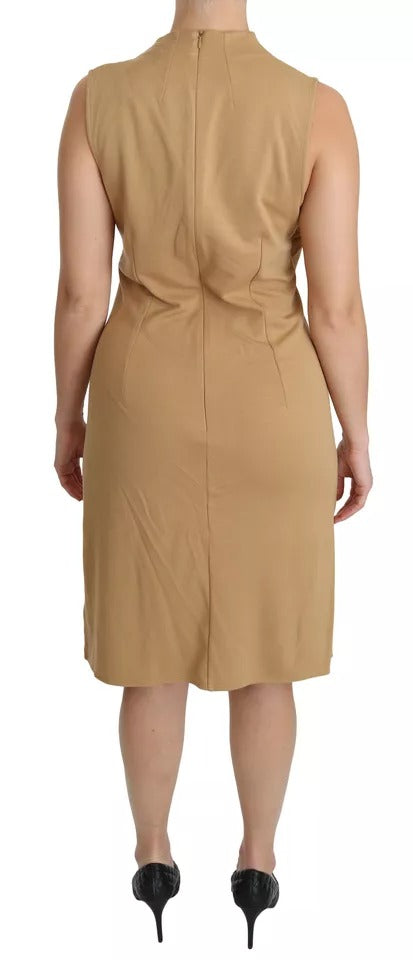 Vestido Ralph Lauren marrom com decote em V e comprimento até o joelho em viscose