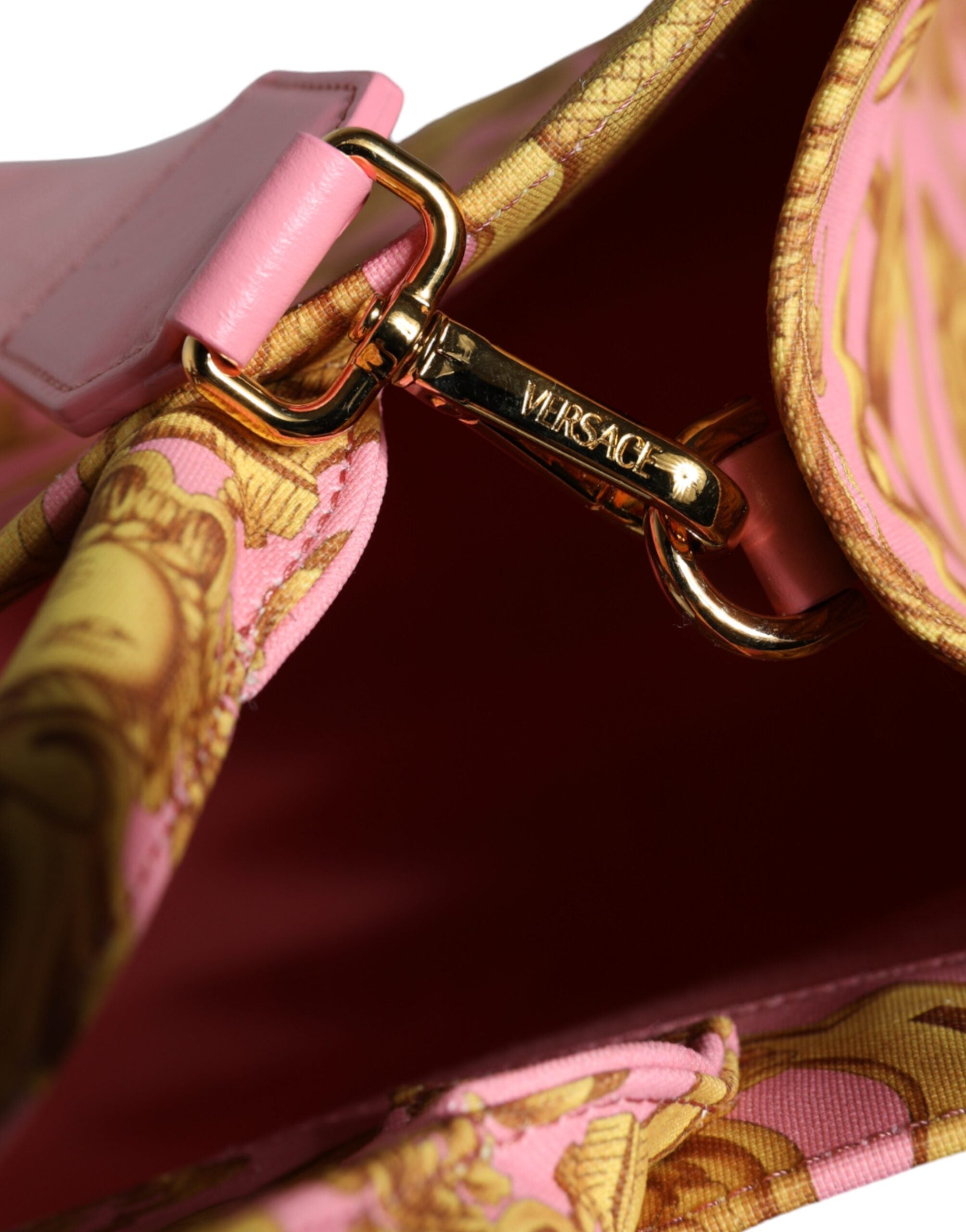 Bolsa grande de couro estampada rosa Versace