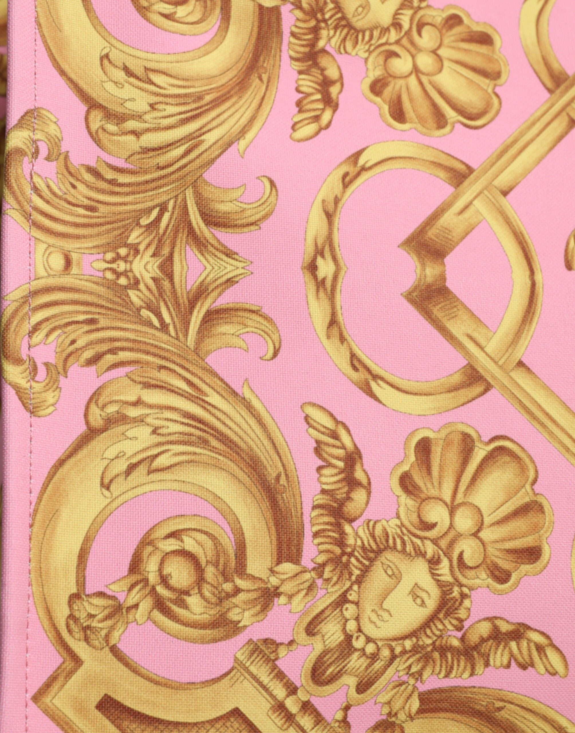 Bolsa grande de couro estampada rosa Versace