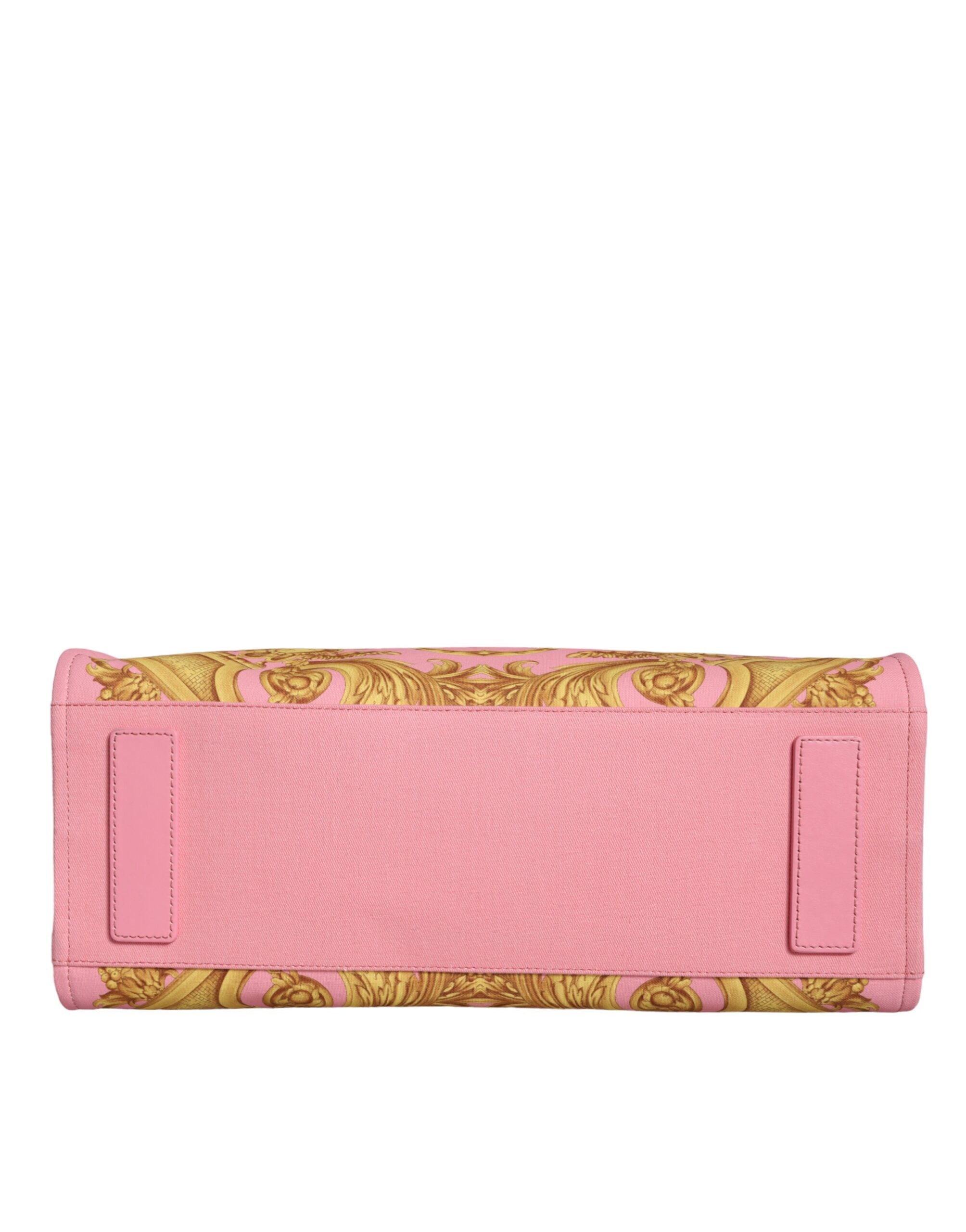 Bolsa grande de couro estampada rosa Versace