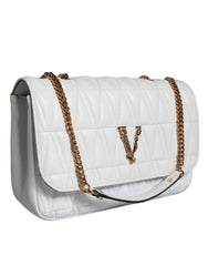 Bolsa de ombro transversal Versace Mini em couro napa branco