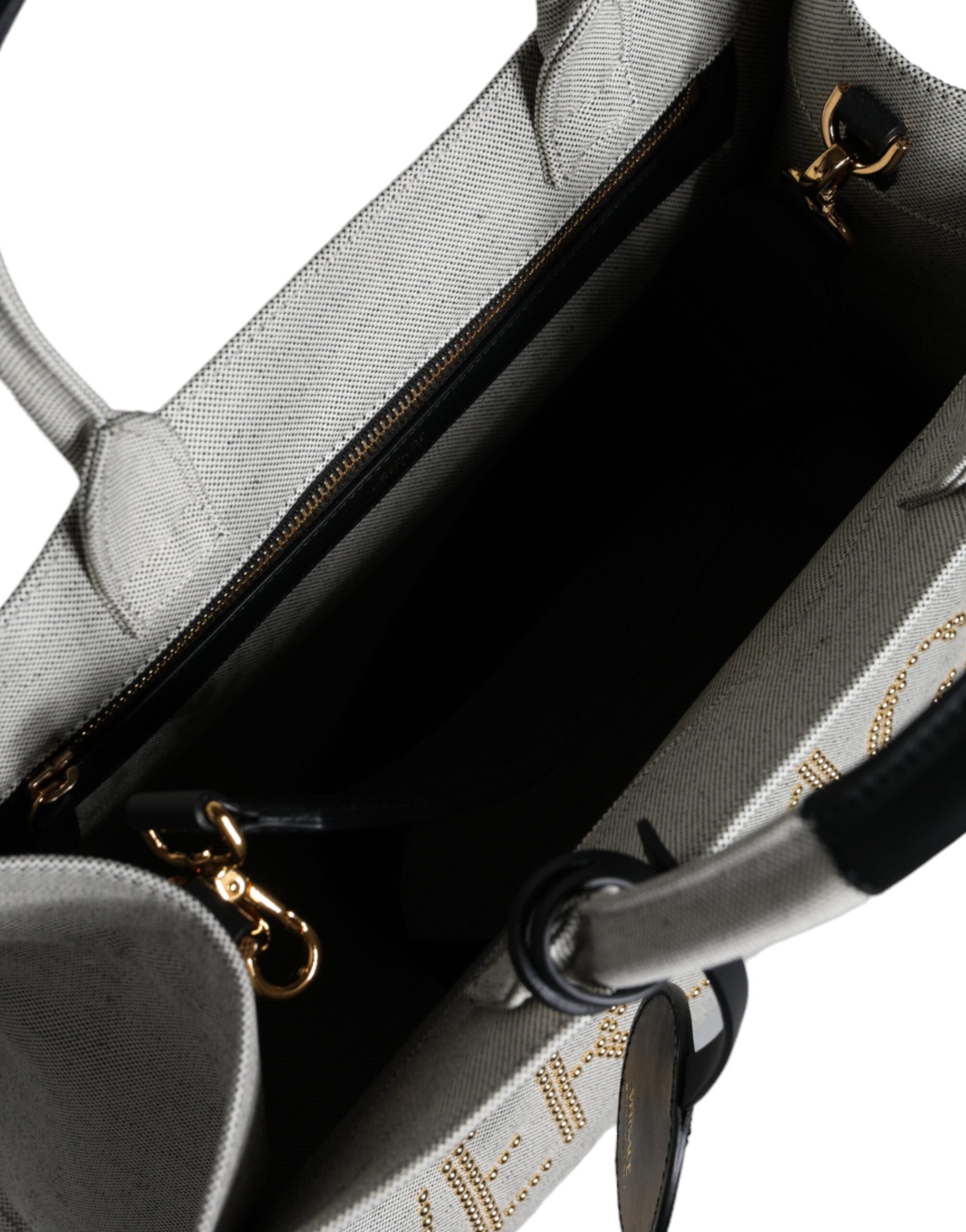 Bolsa transversal Versace branca com alça superior em couro e lona com logotipo