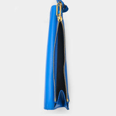 Bolsa de ombro de couro azul-off-white