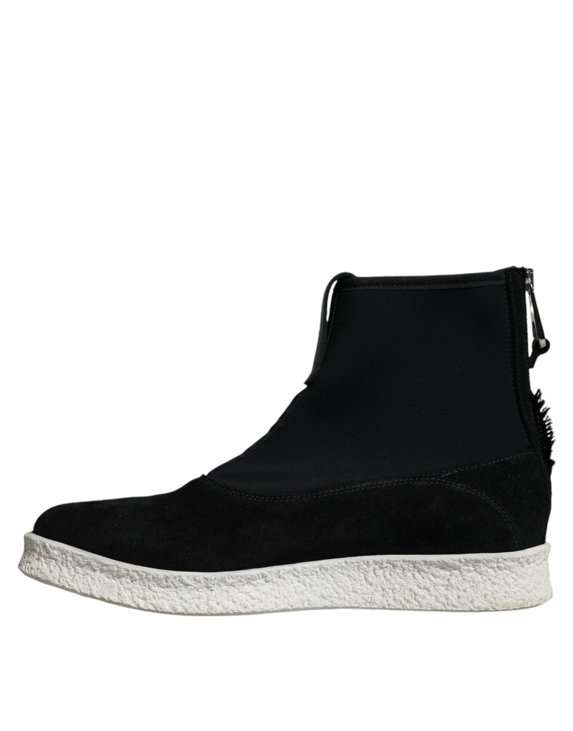 Botas de cano médio Takeshi de neoprene preto e branco Alexander McQueen