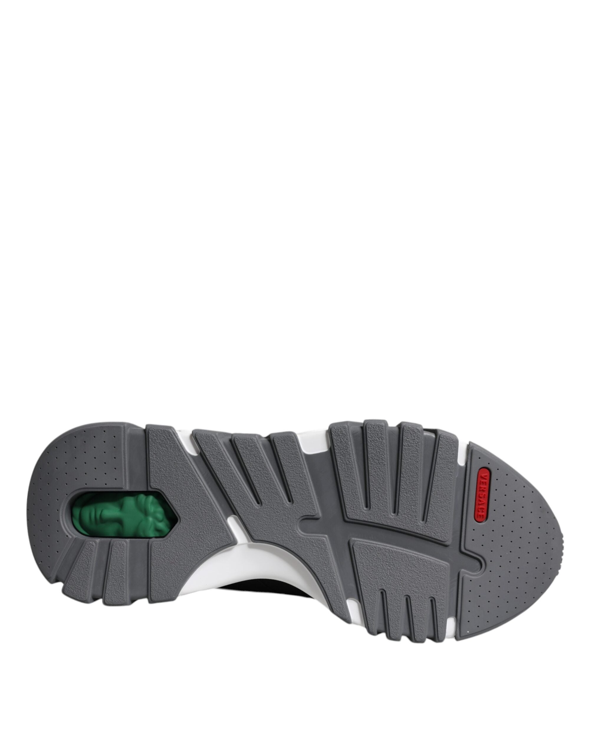 Tênis Versace de cano baixo, robusto e de couro preto, em neoprene, Squalo