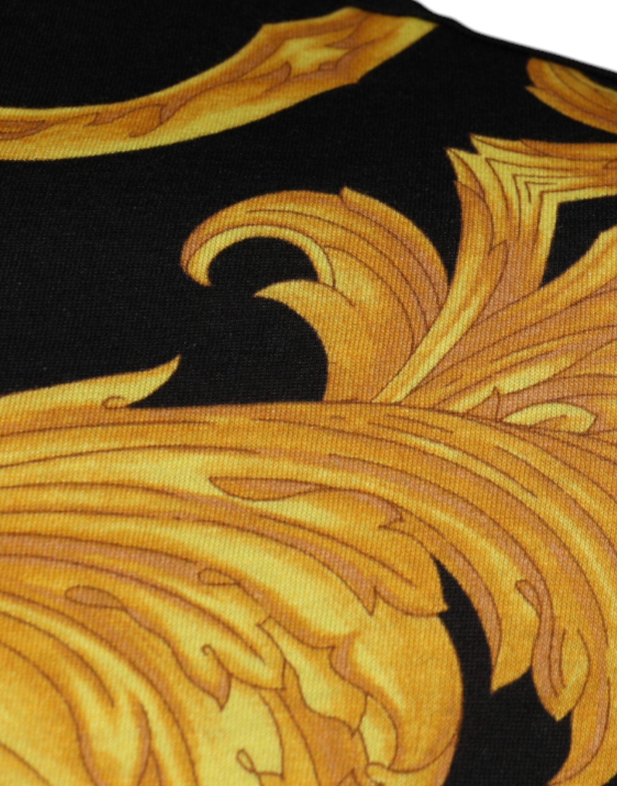 Camiseta de algodão com gola redonda e estampa Medusa preta Versace