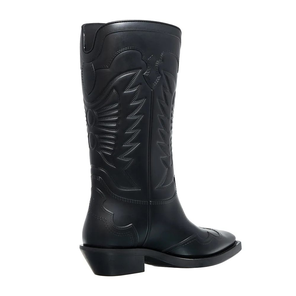 Bota de couro preta Dior