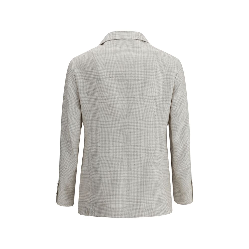 Blazer xadrez abotoado simples Brunello Cucinelli