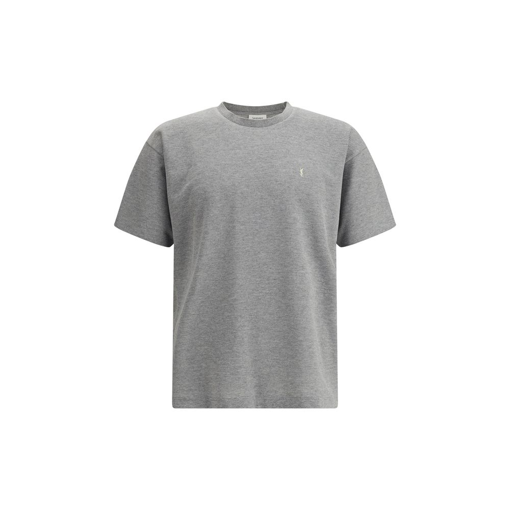 Camiseta oversized de algodão cinza Saint Laurent